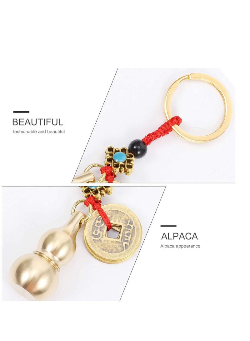 SYOSI 2PCS Feng Shui Brass Gourd Pumpkin Keychain Chinese Feng Shui Coins for Good Luck Wealth Prosperity Success Caravan Decor - Image 3