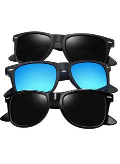 Joopin 3 Pack Oversized Square Sunglasses Trendy Sun Glasses Polarized Uv Protection Vintage Black And Blue Shades For Men Women Sunnies  - Image 1