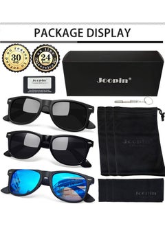 Joopin 3 Pack Oversized Square Sunglasses Trendy Sun Glasses Polarized Uv Protection Vintage Black And Blue Shades For Men Women Sunnies  - Image 5