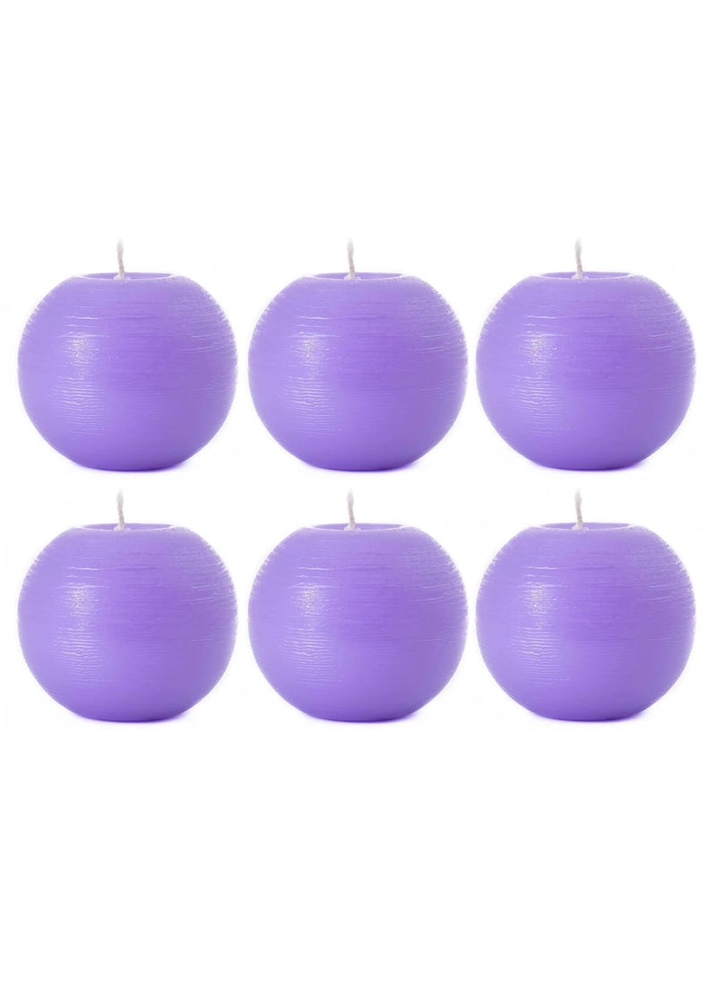 atorakushon atorakushon Ball Candle Natural Lavender Scented Set of 6 Handmade Candles Smoke Free for Wedding Birthday Party Home Decor Spa Dinner Table [Lilac]  - Image 1