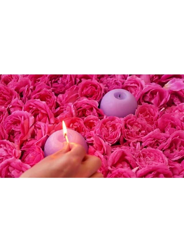 atorakushon atorakushon Ball Candle Natural Lavender Scented Set of 6 Handmade Candles Smoke Free for Wedding Birthday Party Home Decor Spa Dinner Table [Lilac]  - Image 4