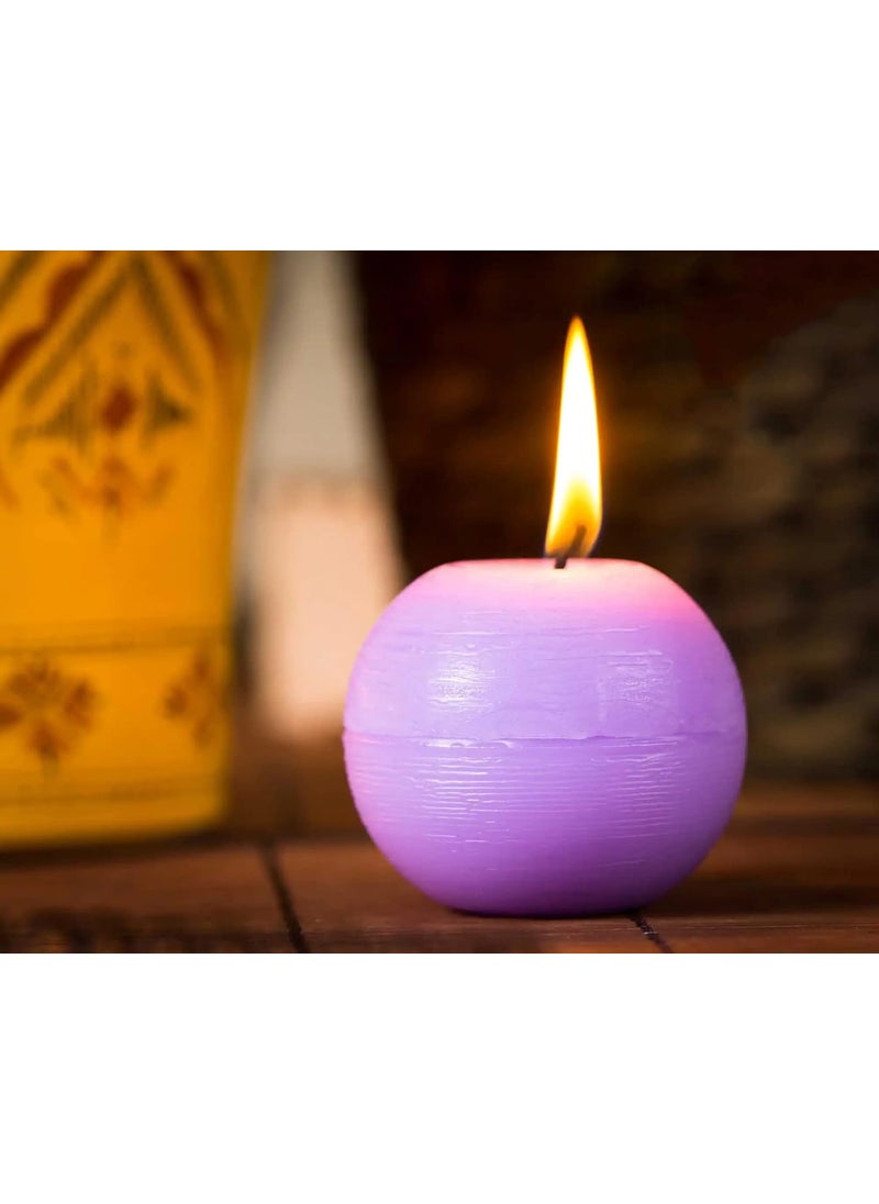 atorakushon atorakushon Ball Candle Natural Lavender Scented Set of 6 Handmade Candles Smoke Free for Wedding Birthday Party Home Decor Spa Dinner Table [Lilac]  - Image 2