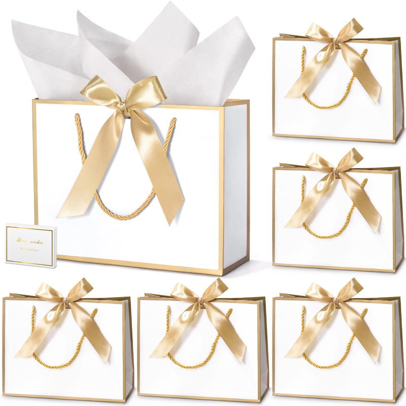 DOYIDE 30 Pcs Thank You Gift Bags with Tissue Paper, 9x7x3.1in Paper Gift Bags with Handles, Gift Wrap Bags with Bow Ribbon for Wedding Birthday Baby Shower Bridesmaid Party - Image 1