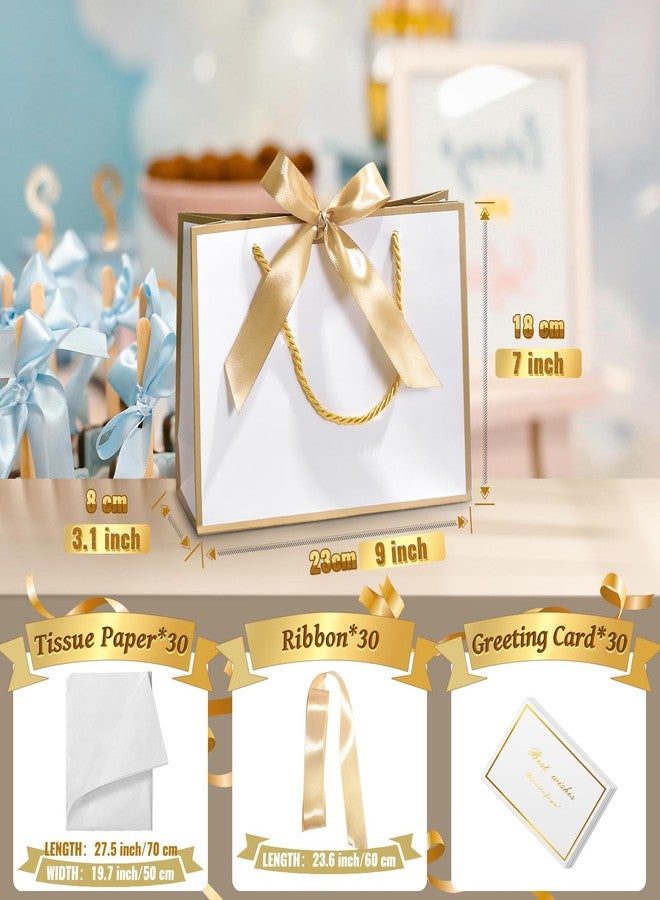 DOYIDE 30 Pcs Thank You Gift Bags with Tissue Paper, 9x7x3.1in Paper Gift Bags with Handles, Gift Wrap Bags with Bow Ribbon for Wedding Birthday Baby Shower Bridesmaid Party - Image 5