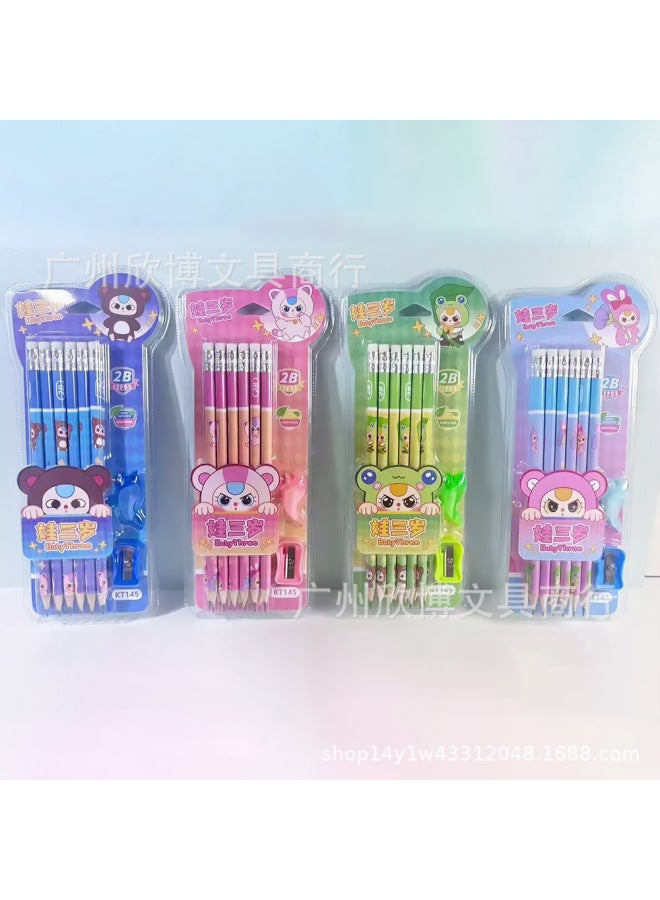 Xinbo Cute Cartoon Sanrio 12 Pack Pencil Set With Eraser Student Practising Pencil With Pencil Sharpener Pencil Gripper - Image 1