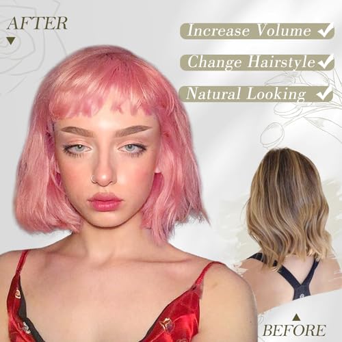 BARSDAR Short Bob Wig with Bangs - Short Copper Red Bob Wig with Bangs for Women - 12 Inch Chin-Length Natural Looking Soft Synthetic Hair Replacement Daily Halloween Party Copper Red Wigs - Image 5