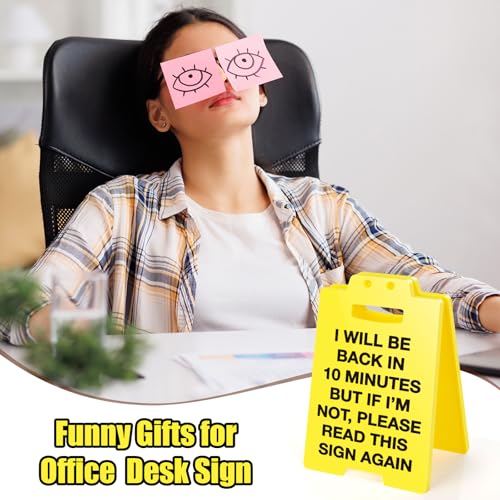 MBL Funny Office Desk Sign - Out to Lunch Be Right Back, Gag Fun Office Desk Signs Cubicle Decor White Elephant Stocking Stuffers Christmas Xmas Holiday Gift for Coworker Teammate Employee Boss - Image 4