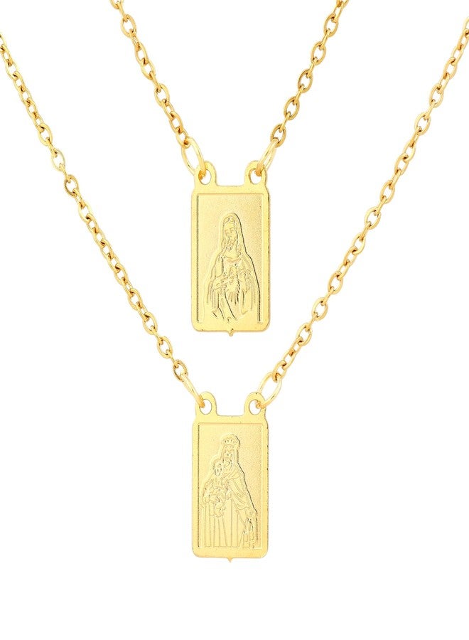 Ohmique Scapulars Catholic Necklace - Scapular Necklace Religious, Escapularios Catolicos Chain. Catholic Chain. Holy Carmel Stainless Steel Mary Jewelry Gifts for Women Men (GOLD) - Image 1