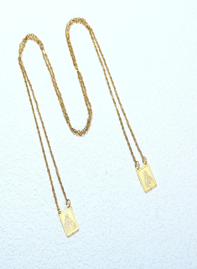 Ohmique Scapulars Catholic Necklace - Scapular Necklace Religious, Escapularios Catolicos Chain. Catholic Chain. Holy Carmel Stainless Steel Mary Jewelry Gifts for Women Men (GOLD) - Image 3