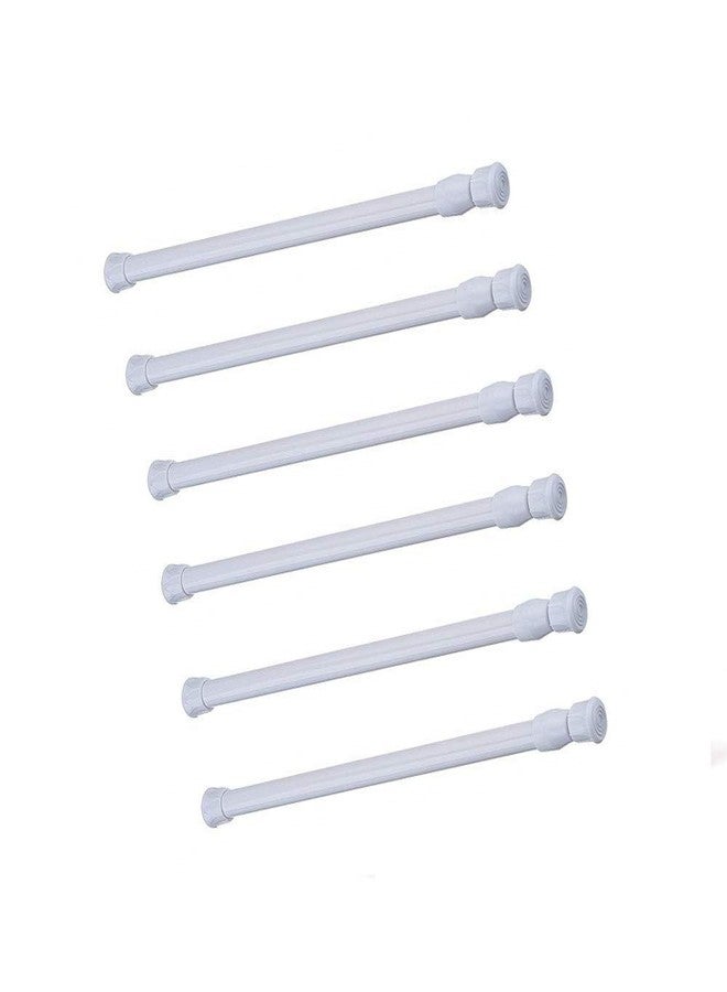 qinnsou Cupboard Bars Tension Rods, 6 Pack Spring Tensions Rods 9.8 to 15.7 Inches Steel Adjustable Tension Curtain Rod Shower Rod Closet Rod Window Rods (White) - Image 1