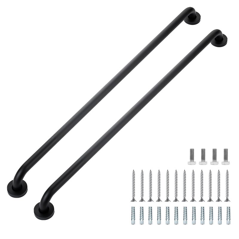 Ravinte Hardware Grab Bars for Shower 2 Pack 36Inch Anti Slip Shower Handles for Elderly Safety Shower Grab Bar Stainless Steel Handicap Grab Bars for Bathroom Black 1 Diameter - Image 2