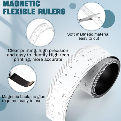 Relaxweex 1 Pcs 39.37 Inch Magnetic Ruler Flexible Magnetic Tape Measure with Both Inches and Centimeters, Suitable for Whiteboard, Lathes, Workshops, Mills, Easy to Take (White) - Image 4