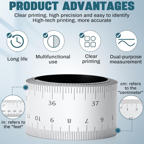 Relaxweex 1 Pcs 39.37 Inch Magnetic Ruler Flexible Magnetic Tape Measure with Both Inches and Centimeters, Suitable for Whiteboard, Lathes, Workshops, Mills, Easy to Take (White) - Image 3