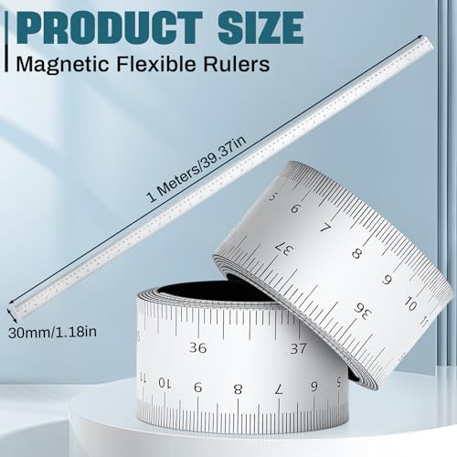 Relaxweex 1 Pcs 39.37 Inch Magnetic Ruler Flexible Magnetic Tape Measure with Both Inches and Centimeters, Suitable for Whiteboard, Lathes, Workshops, Mills, Easy to Take (White) - Image 2