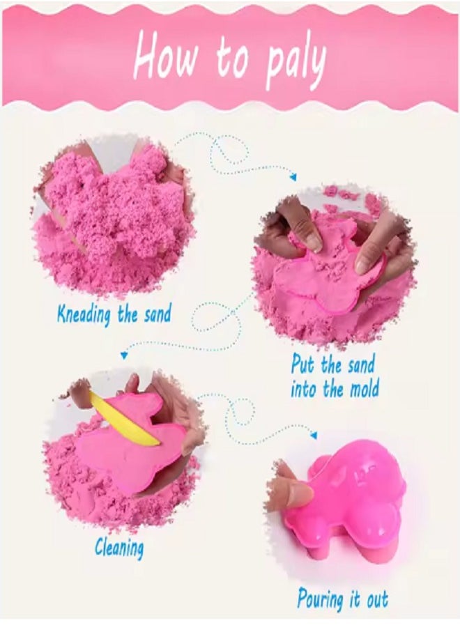 Magic - Magic Sand with 2 Animal Moulds - Underwater World Play Dough set Plasticine Color Mud Set Castle Modeling Clay kit DIY Slime Toys (Blue) - Image 1