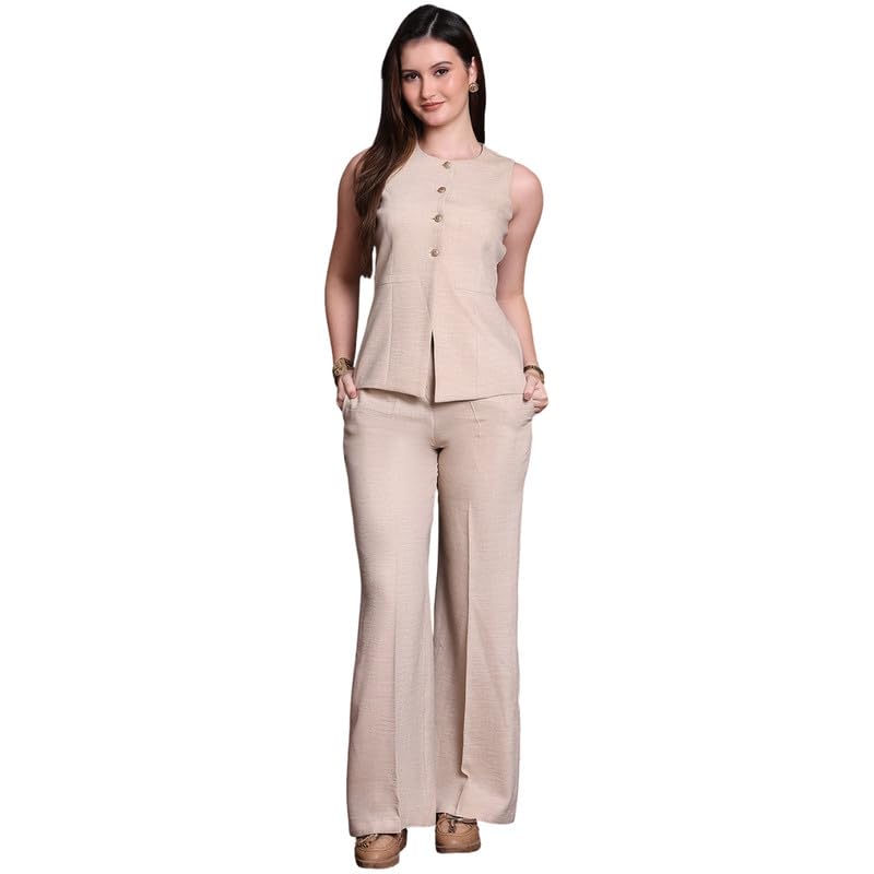 Exude Beige Tailored Co-ord Set for Women - Image 1