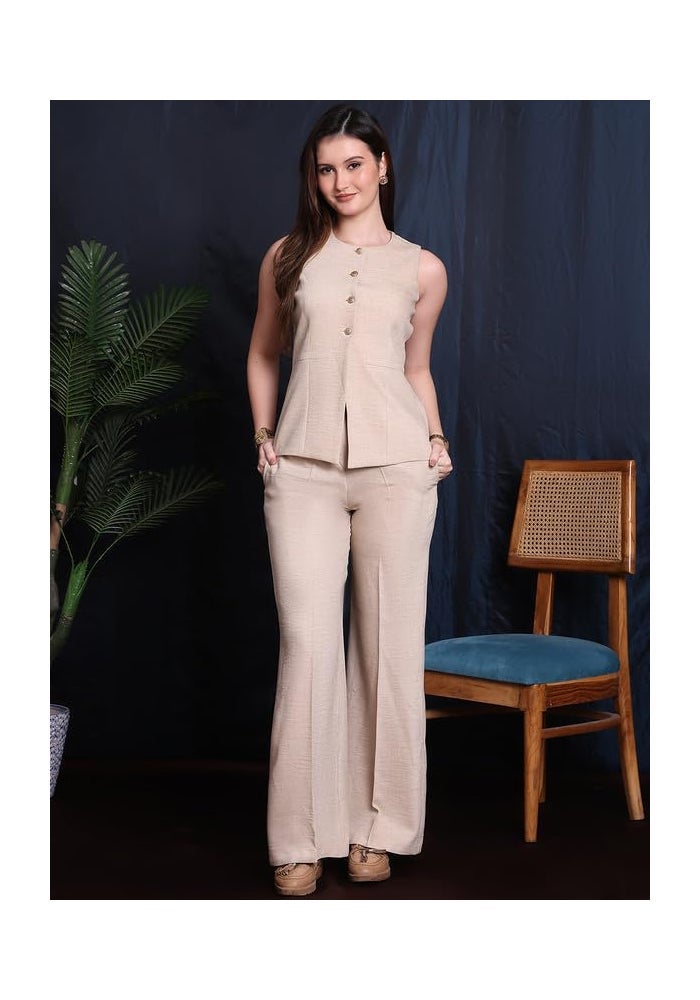Exude Beige Tailored Co-ord Set for Women - Image 2