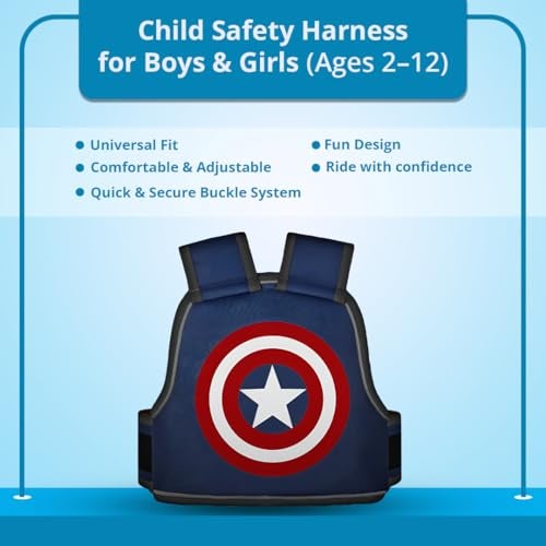 Tony Stark Kids Safety Belt for Two Wheeler with Reflective Strips, Portable Seat Belt Children Motorcycle Harness for Motorcycle Bike, Adjustable Safety Harness for Boys Girls (Star Blaze) - Image 3