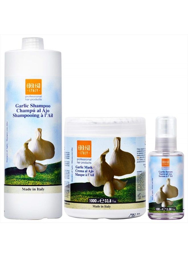 Italy Impac Ego Garlic (Shampoo + Mask 33.8oz + Serum 3.38oz)