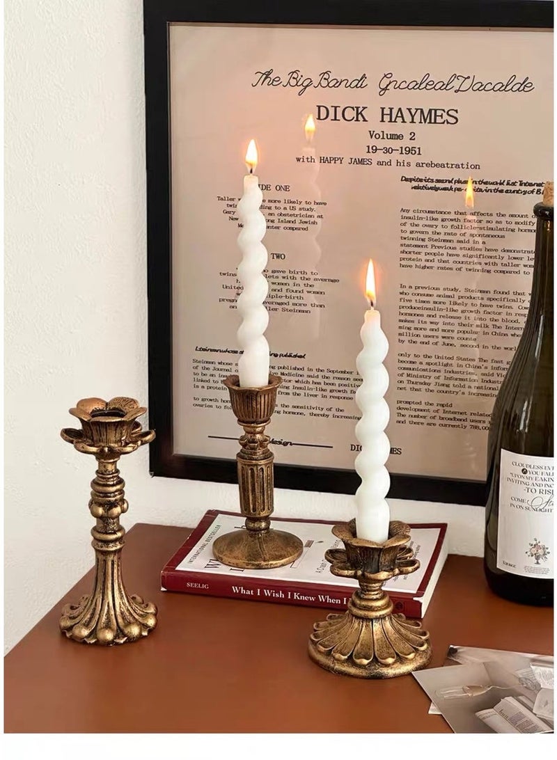 French Vintage Candle Holder/Candlestick Holders Set,French Vintage Gothic  Floral Design Vintage Nostalgic Style Candle Holder for Home Decoration, Table Centerpiece, Minimalist Vintage Wedding Art Deco, Best Mother's Day Gifts, Birthday Gifts - Image 5