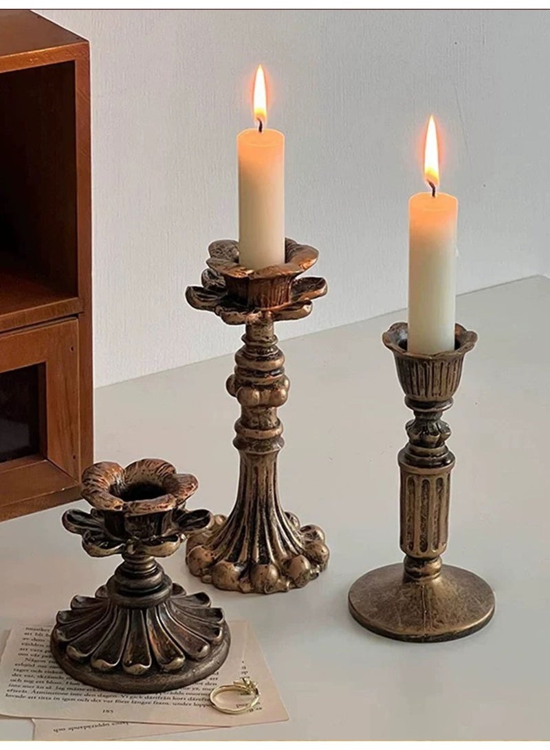 French Vintage Candle Holder/Candlestick Holders Set,French Vintage Gothic  Floral Design Vintage Nostalgic Style Candle Holder for Home Decoration, Table Centerpiece, Minimalist Vintage Wedding Art Deco, Best Mother's Day Gifts, Birthday Gifts - Image 2