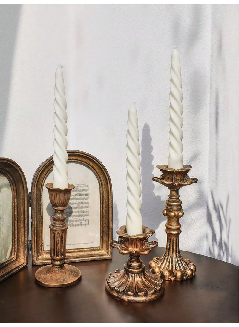 French Vintage Candle Holder/Candlestick Holders Set,French Vintage Gothic  Floral Design Vintage Nostalgic Style Candle Holder for Home Decoration, Table Centerpiece, Minimalist Vintage Wedding Art Deco, Best Mother's Day Gifts, Birthday Gifts - Image 4