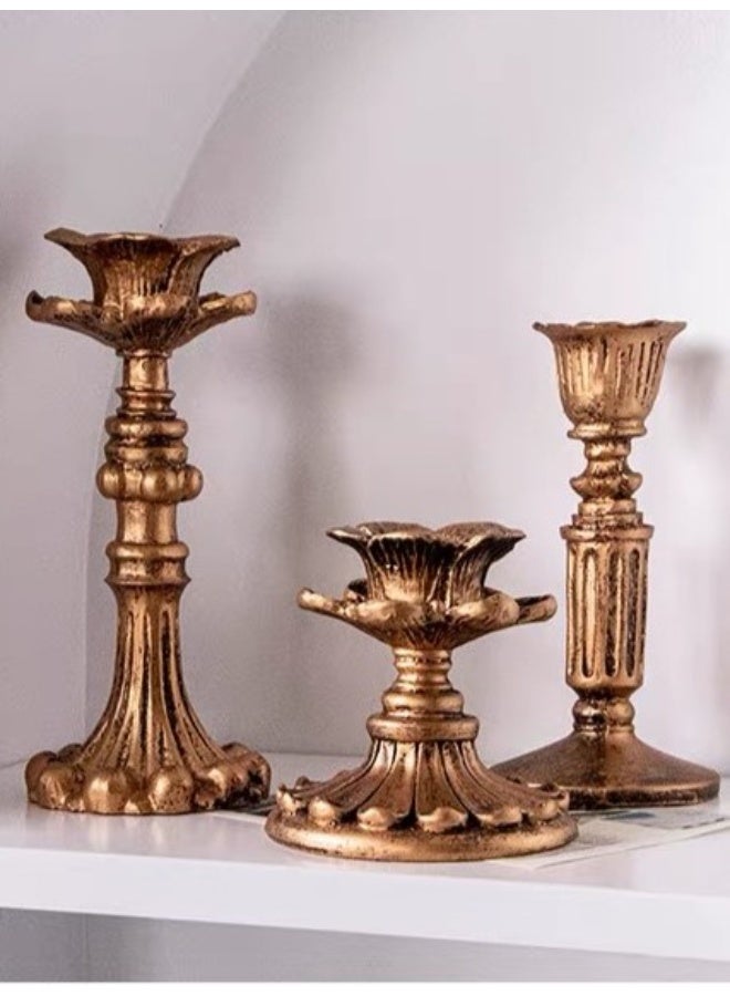 French Vintage Candle Holder/Candlestick Holders Set,French Vintage Gothic  Floral Design Vintage Nostalgic Style Candle Holder for Home Decoration, Table Centerpiece, Minimalist Vintage Wedding Art Deco, Best Mother's Day Gifts, Birthday Gifts - Image 3