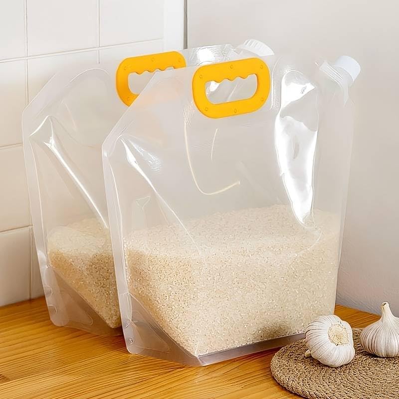 2 Pc 2.5 Litre Multipurpose Transparent Moisture Proof Reusable Sealed Kitchen Storage Bag With Portable Handle & Cap (Pack Of 2) - Image 1
