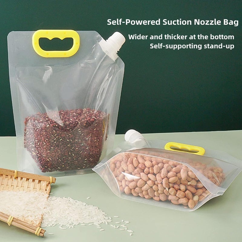 2 Pc 2.5 Litre Multipurpose Transparent Moisture Proof Reusable Sealed Kitchen Storage Bag With Portable Handle & Cap (Pack Of 2) - Image 2