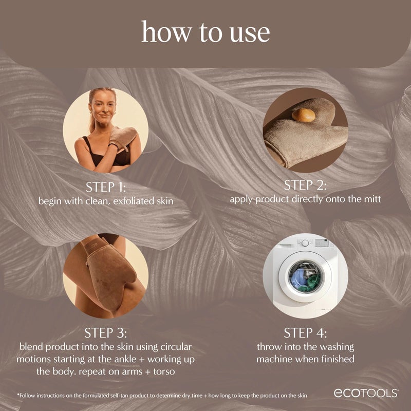EcoTools Good Tan Full-Body Tanning Mitt, For Self Application, Use Soft Tanner Mitt With Mousse, Lotions, & Waters, Eco Friendly Sunless Applicator, Vegan, & Cruelty-Free, 1 Count - Image 5