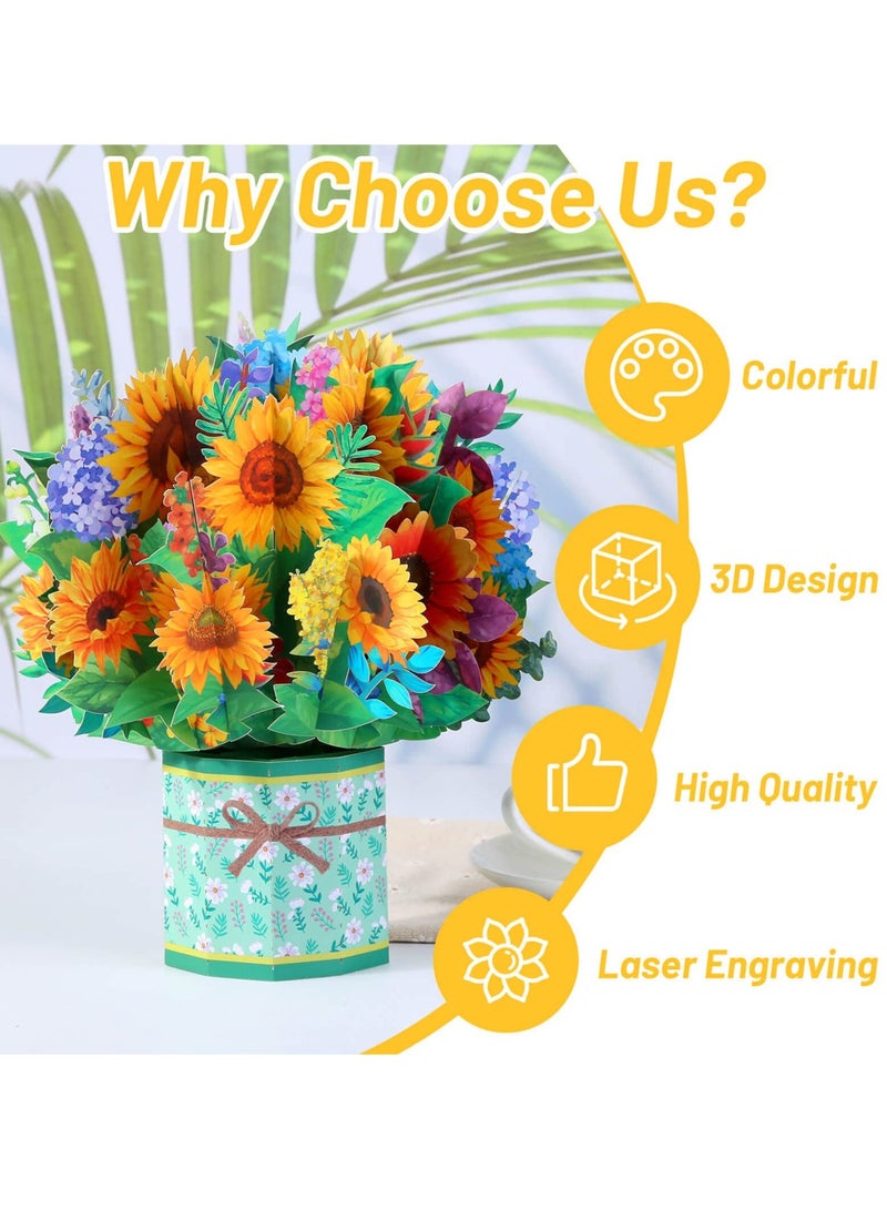 Excefore Art Paper Pop Up Cards Flower Floral Gift Anniversary Card Card for Wife Card for Mom Mother’s Day Card with Note Card and Envelope - Image 4