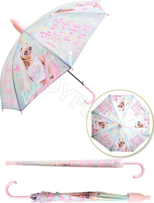 Toyfest Barbie Strong Girl PVC Protective Covered Children's Umbrella - 3 - 12 Years Diameter: 85 cm  - Image 1