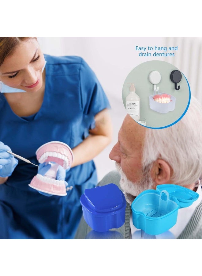 Denture Bath Case Cup Box Holder Storage Soak Container with Strainer Basket for Travel Cleaning (Blue) - Image 5