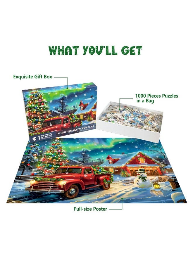 CHengQiSM Christmas Puzzles 1000 Pieces, Aurora Christmas Eve Christmas Puzzle, Aurora Scene Christmas Puzzles, Christmas Puzzles For Adults 1000 Piece Puzzle For Adults Christmas, Christmas Jigsaw Puzzles - Image 3