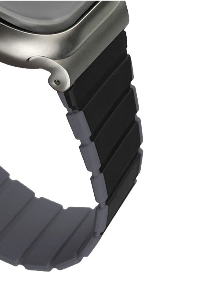 Maxwell Electronics - Maxwell Titan Series Smart Watch Magnetic Band Compatible with Apple Watch 42mm to 44mm Magnetic Watch Strap Silicone Band for Women and Men Unisex Strap Band (Black/Gray) - Image 1