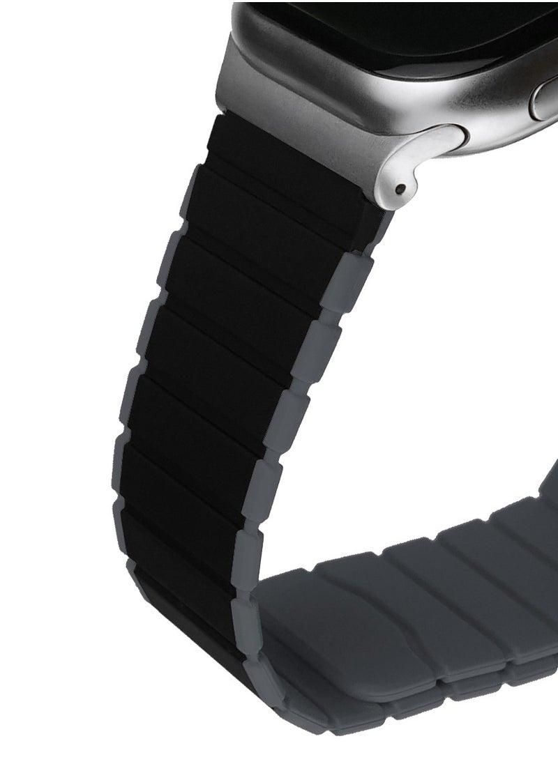 Maxwell Electronics - Maxwell Titan Series Smart Watch Magnetic Band Compatible with Apple Watch 42mm to 44mm Magnetic Watch Strap Silicone Band for Women and Men Unisex Strap Band (Black/Gray) - Image 1