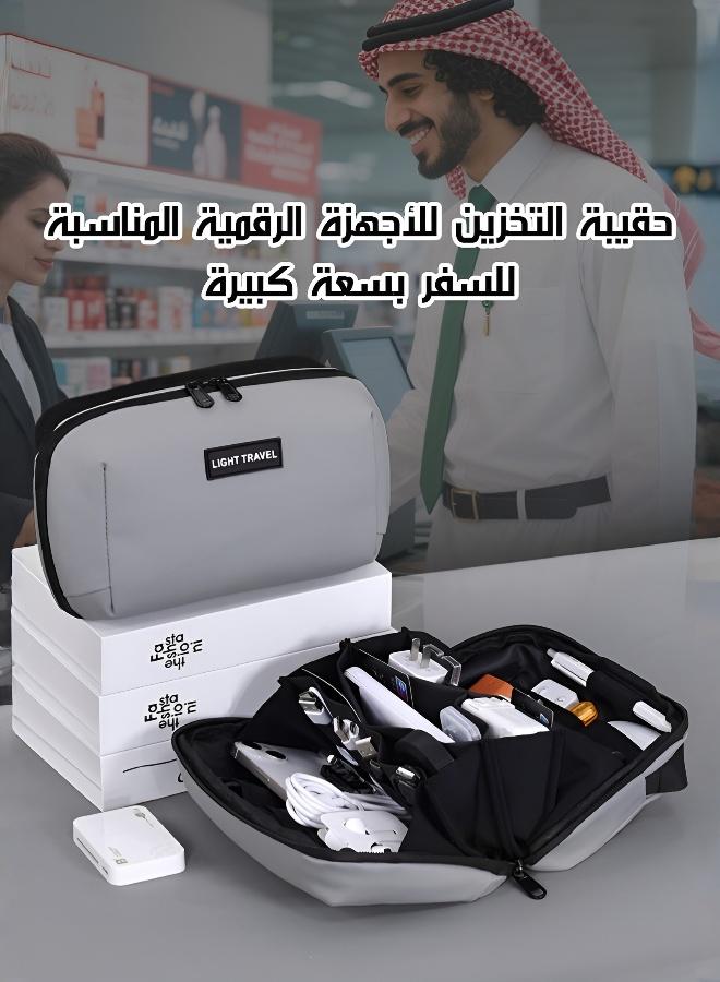 Large Capacity Waterproof Tech Organizer Bag - 180° Open Zipper Pouch for Cables, Charger, Power Bank - Lightweight Travel Storage Case for Business, Commute, Daily Essentials - Image 2