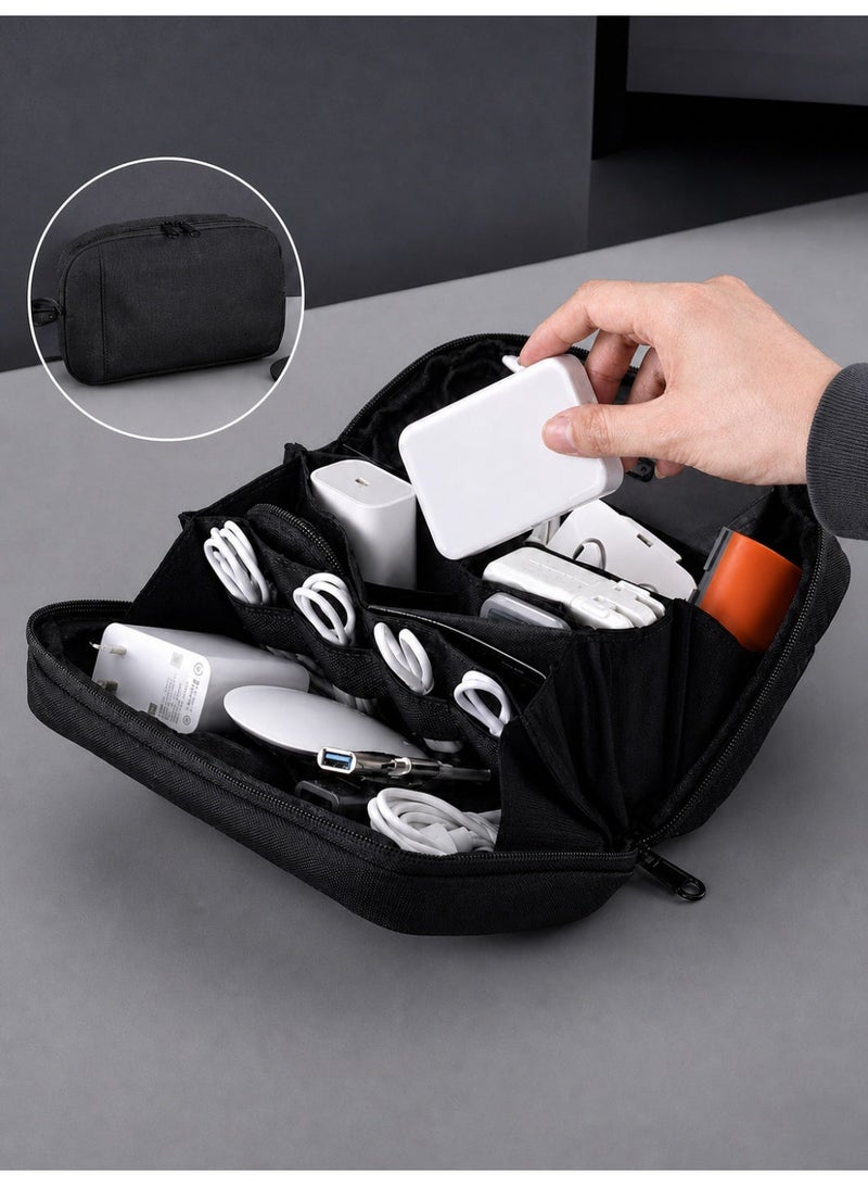 Large Capacity Waterproof Tech Organizer Bag - 180° Open Zipper Pouch for Cables, Charger, Power Bank - Lightweight Travel Storage Case for Business, Commute, Daily Essentials - Image 1