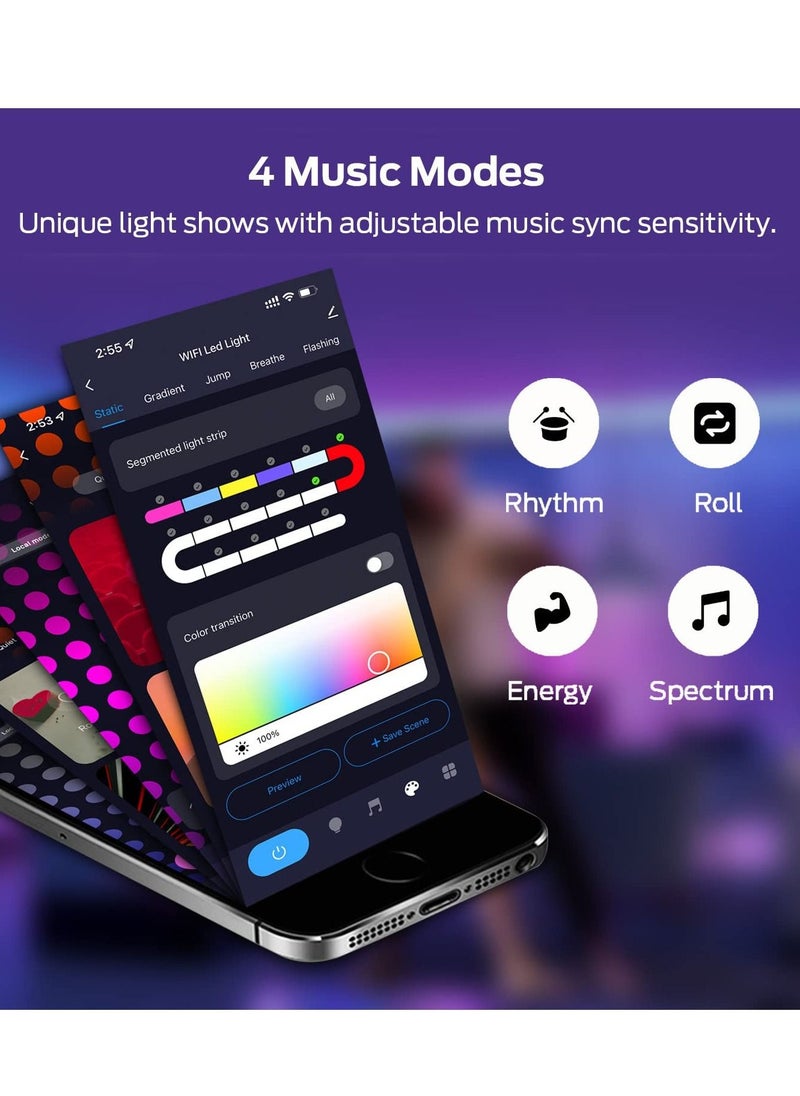 KASTWAVE - Neon Rope Light, RGB-IC WiFi Neon LED Strip Ligh with Music Sync, DIY LED Rope Lights with Remote, Tuya/Smart Life App Control, IP68 Waterproof, Works with Alexa and Google Assistant, 5M - Image 1