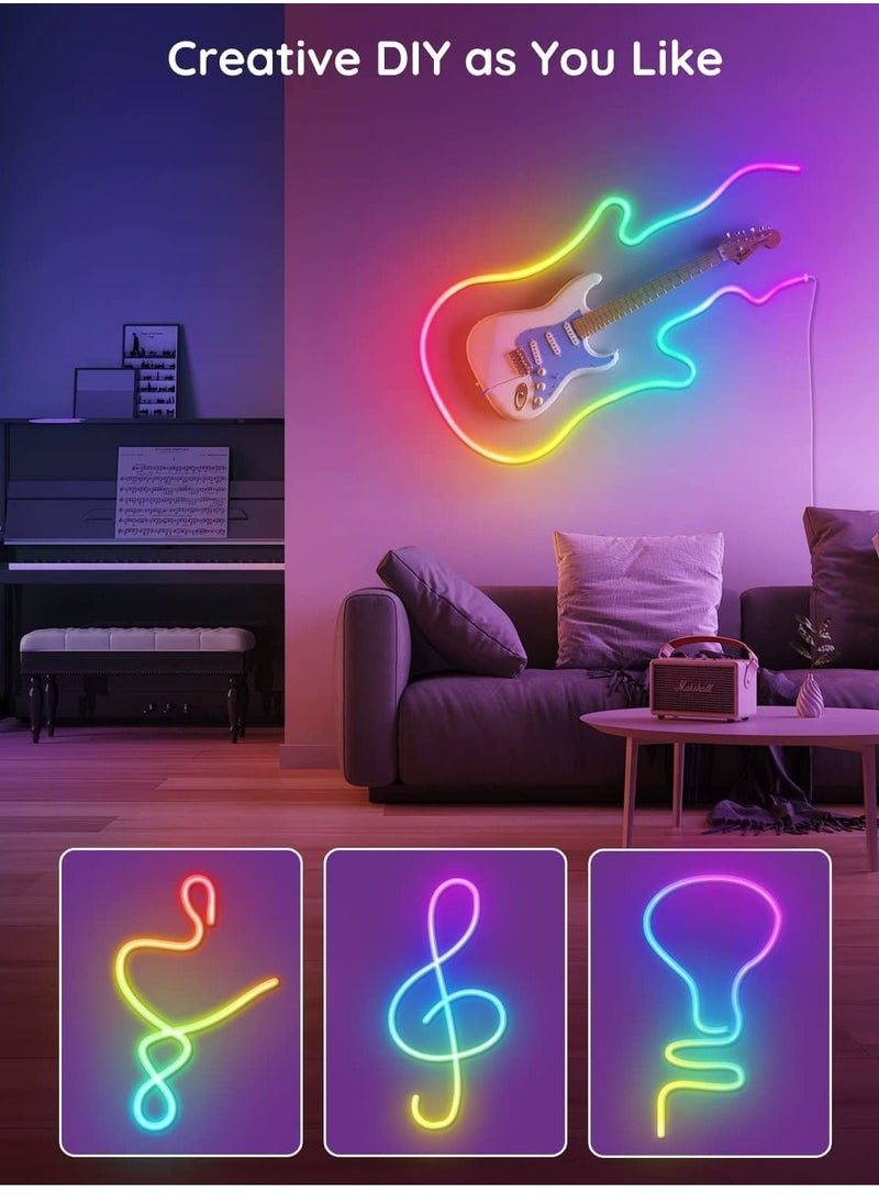 KASTWAVE - Neon Rope Light, RGB-IC WiFi Neon LED Strip Ligh with Music Sync, DIY LED Rope Lights with Remote, Tuya/Smart Life App Control, IP68 Waterproof, Works with Alexa and Google Assistant, 5M - Image 1