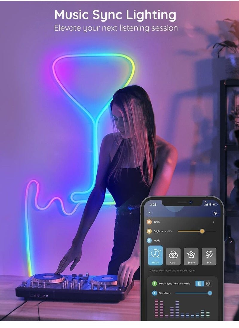 KASTWAVE - Neon Rope Light, RGB-IC WiFi Neon LED Strip Ligh with Music Sync, DIY LED Rope Lights with Remote, Tuya/Smart Life App Control, IP68 Waterproof, Works with Alexa and Google Assistant, 5M - Image 1