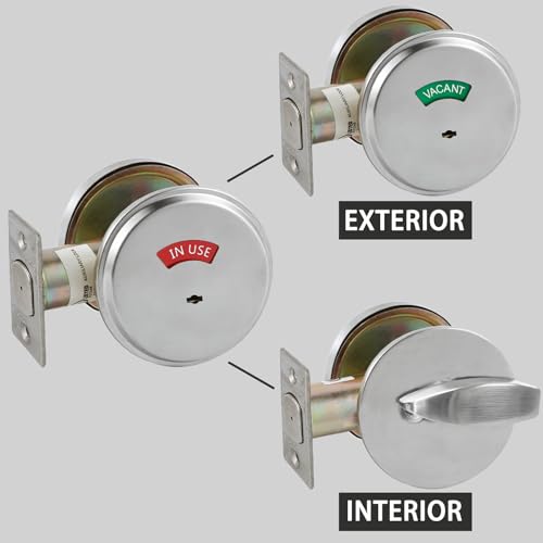 HISAFE in-Use/Vacant Commercial Deadbolt, Heavy Duty Satin Chrome Grade 2 Privacy Indicator Deadbolt for Bathroom/Office, UL3 Hour Fire Rated, Left&Right Handed, 2 3/4" Backset - Image 4