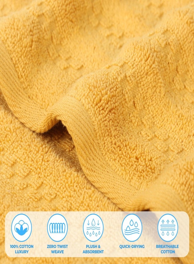 Superior منشفة زوما الفاخرة بدون لف من القطن بوزن متوسط، للحمام الضيفي، الحمام، الدش، السبا، مناشف فاخرة، أساسيات، خطوط منقوشة بنمط الوافل، مناشف كبيرة الحجم، مجموعة من 2، ذهبية - Image 3