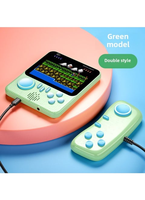Handheld Game Machine Ultra-thin G7 Macaron Game Machine Nostalgic 666 Game HD Color FC Game Machine-Model:Quality-Doubles/Green (built-in 666 Games)