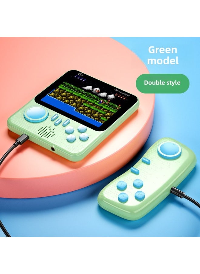Generic Handheld Game Machine Ultra-thin G7 Macaron Game Machine Nostalgic 666 Game HD Color FC Game Machine-Model:Quality-Doubles/Green (built-in 666 Games)  - Image 1