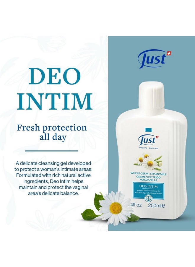 SwissJust - Swiss Just Deo Intim Cleansing Gel 250Ml. Feminine Wash Formulated With Rich Ingredients. A Delicate Cleansing Gel And Ph Balancing Cleanser. Moisturizing Feminine Care & Gentle Intimate Wash - Image 1