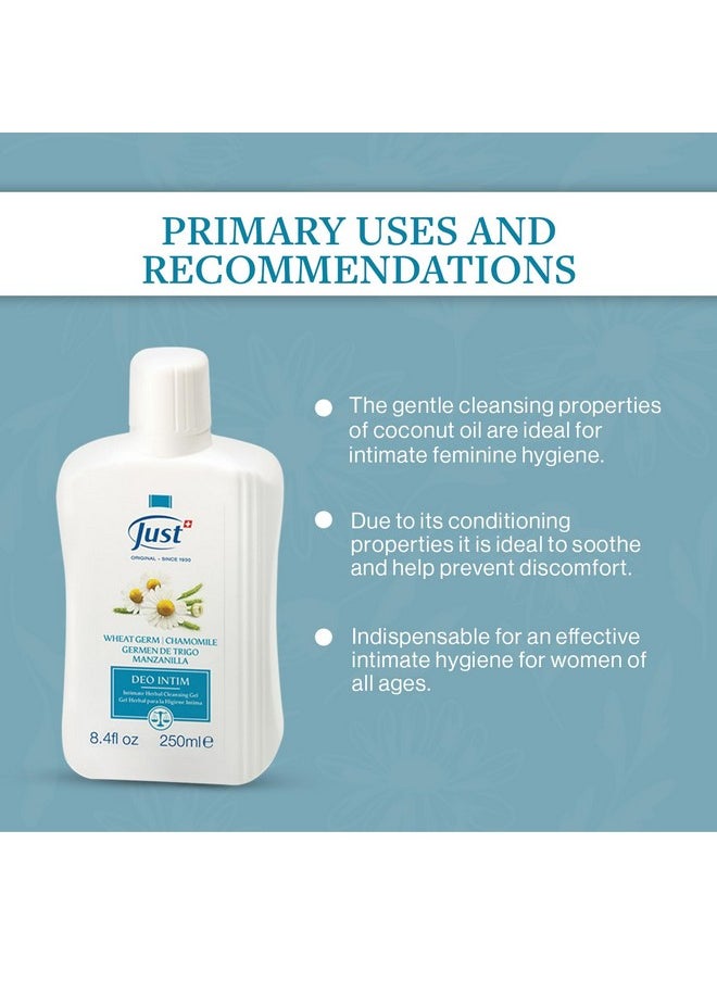 SwissJust - Swiss Just Deo Intim Cleansing Gel 250Ml. Feminine Wash Formulated With Rich Ingredients. A Delicate Cleansing Gel And Ph Balancing Cleanser. Moisturizing Feminine Care & Gentle Intimate Wash - Image 1
