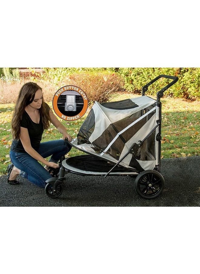 Pet Gear NO-Zip Pet Stroller with Dual Entry, Push Button Zipperless Entry for Single or Multiple Dogs/Cats, Pet Can Easily Walk in/Out, No Need to Lift Pet, Gel-Filled Tires, 1 Model, 2 Colors  - Image 2