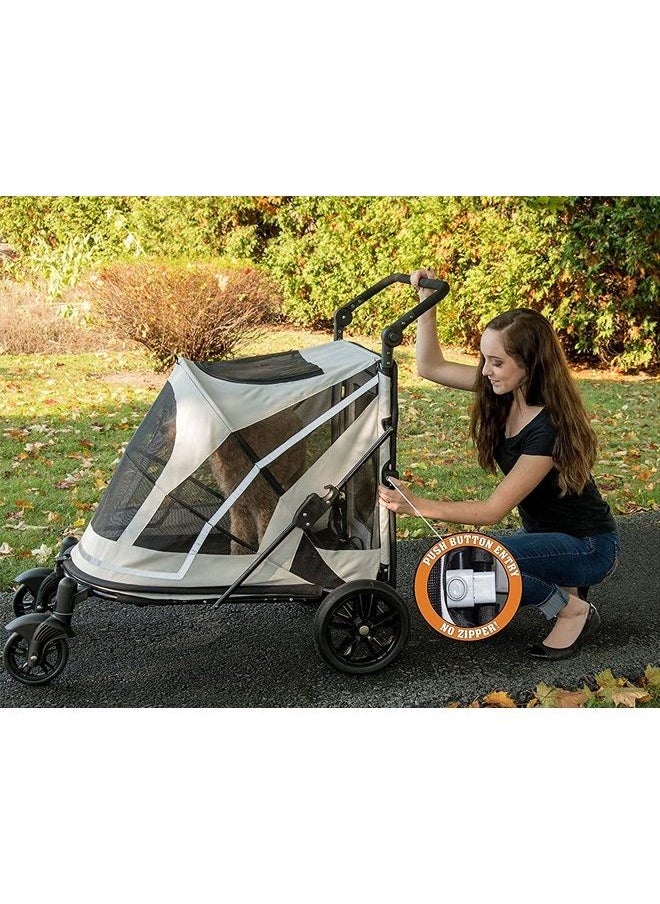 Pet Gear NO-Zip Pet Stroller with Dual Entry, Push Button Zipperless Entry for Single or Multiple Dogs/Cats, Pet Can Easily Walk in/Out, No Need to Lift Pet, Gel-Filled Tires, 1 Model, 2 Colors  - Image 3