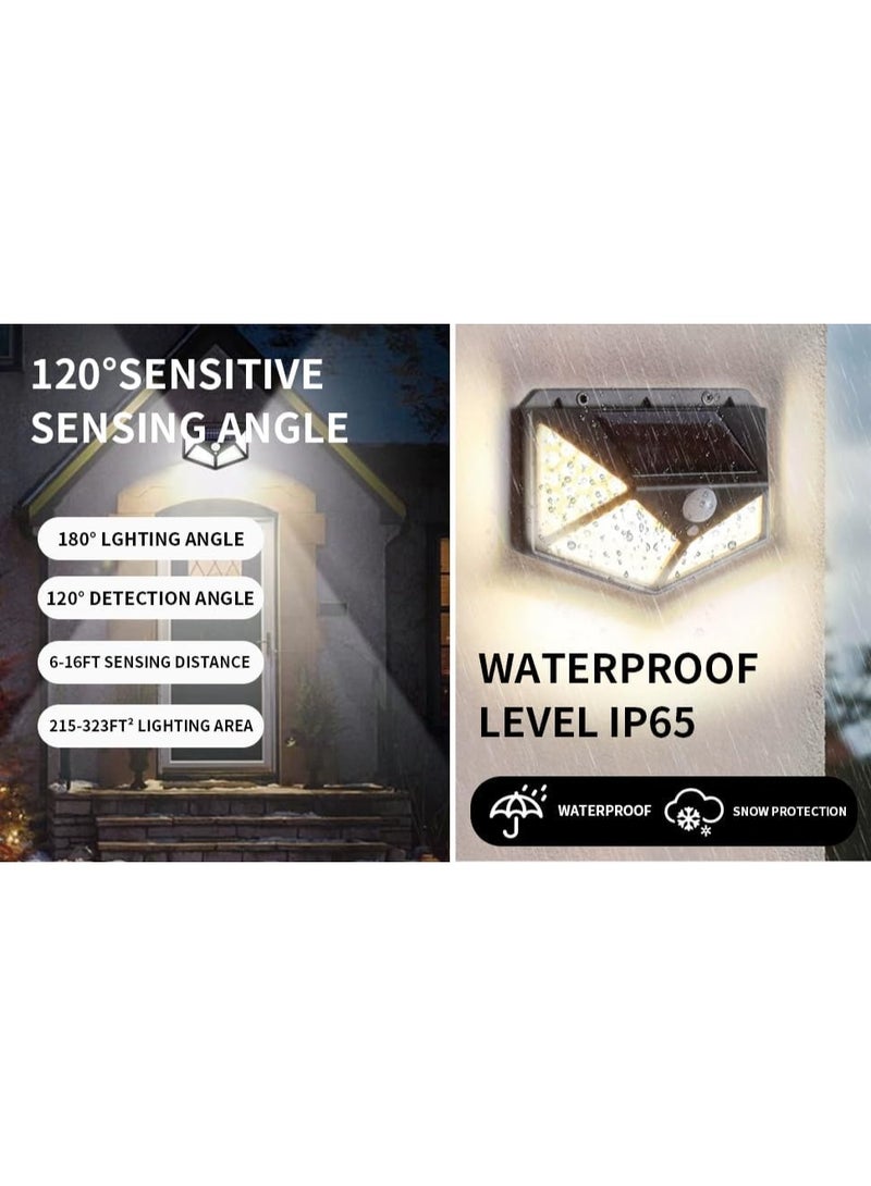2 pcs Solar Motion Sensor Wall Light – 100 LED Outdoor Security Light, IP65 Garden Fence Lamp with PIR Motion Detection, Easy Install, Dusk to Dawn, Ideal for Porch, Garage, Patio, Walkways, Holiday Decor - Image 2